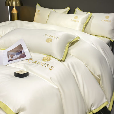 Luxury Washed Silk Embroidery Bedding Set Bed Cover Set for Hospital School Home