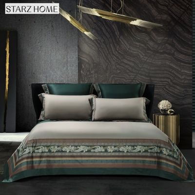 60S Floral Pattern Custom Comforter Cotton Bed Sheets for King Size Luxury Bedding Set