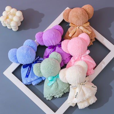 Child Age Group 30x30cm Coral Velvet Fleece Bear Towel for Wedding Business Gifts