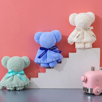Child Age Group 30x30cm Coral Velvet Fleece Bear Towel for Wedding Business Gifts