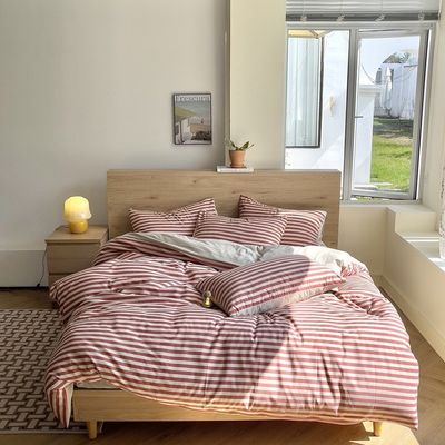 Retro Style Checkerboard Linen Quilt Cover Bed Sheet Set for a Chic and Timeless Look