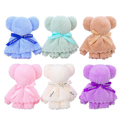 Child Age Group 30x30cm Coral Velvet Fleece Bear Towel for Wedding Business Gifts