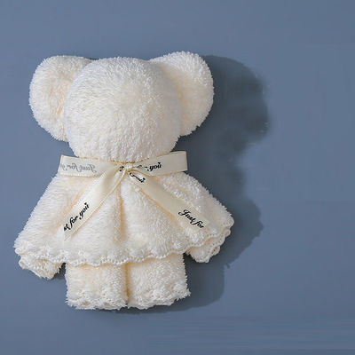 Child Age Group 30x30cm Coral Velvet Fleece Bear Towel for Wedding Business Gifts