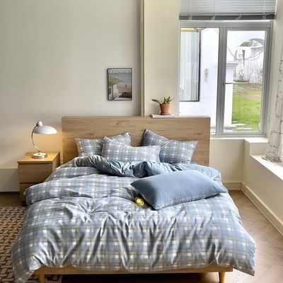 Retro Style Checkerboard Linen Quilt Cover Bed Sheet Set for a Chic and Timeless Look