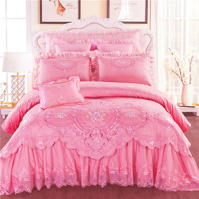 Luxury Four-piece Wedding Bedding Set with Printed Comforter and 100% Cotton Duvet Sheet