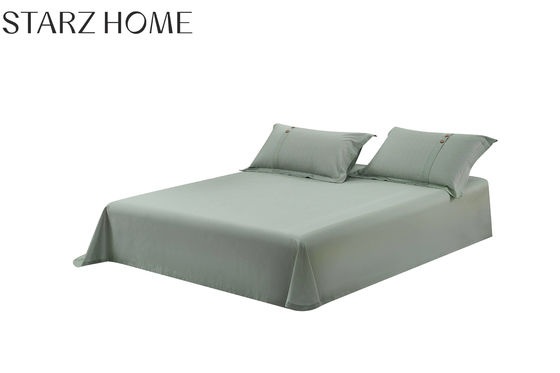 Solid Pattern Cozy Embroidery 100% Cotton 300TC 4Pcs Bed Sheets Set