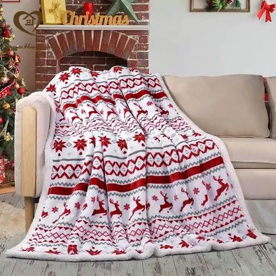 Anti-pilling Coral Fleece Double Layer Sherpa Plush Blanket for Customized Christmas Gifts