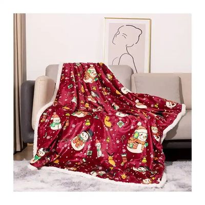Anti-pilling Coral Fleece Double Layer Sherpa Plush Blanket for Customized Christmas Gifts