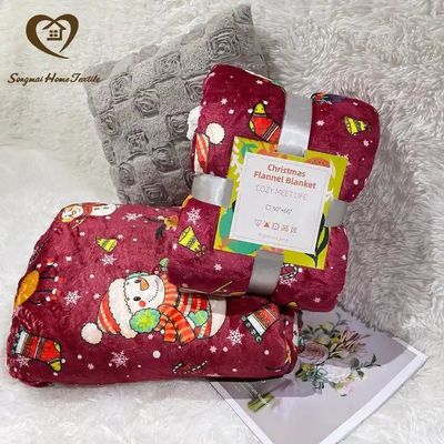 Anti-pilling Coral Fleece Double Layer Sherpa Plush Blanket for Customized Christmas Gifts
