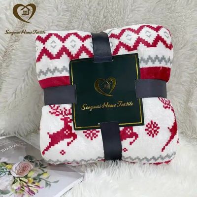 Anti-pilling Coral Fleece Double Layer Sherpa Plush Blanket for Customized Christmas Gifts