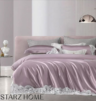 100% Mulberry Silk 19MM Duvet Cover Sets with Lace High End Wedding Bedding Type