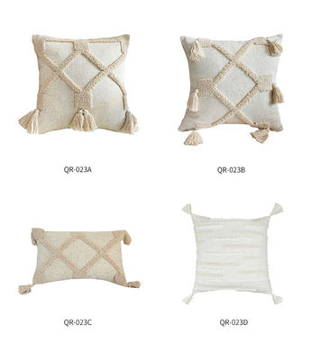 Customized Wabi-sabi Bohemian Style 3D Linen Type Loop Velvet Tassel Pillow Cushion