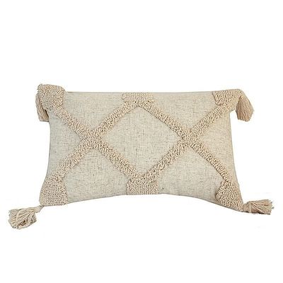 Customized Wabi-sabi Bohemian Style 3D Linen Type Loop Velvet Tassel Pillow Cushion