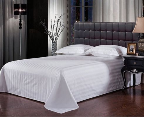 Fabric Count 40 Popular Pure 100% Cotton Satin Bed Sheet White Suitable Linen Bedding Sets
