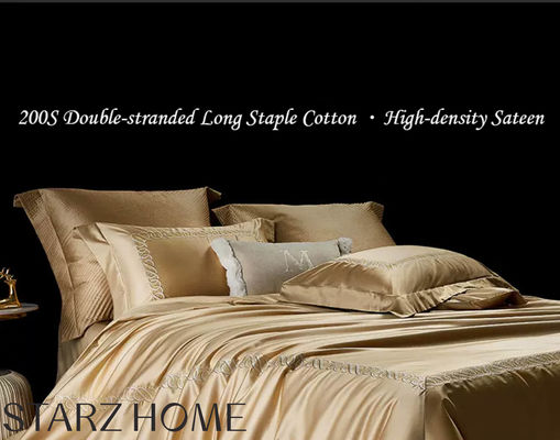 100% Cotton Sateen Bedding Sets European Style 200S Double Stranded Long Staple