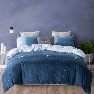 Constellation Printed Duvet Cover Pillowcase Bedding Set with Reactive Printed Dyeing