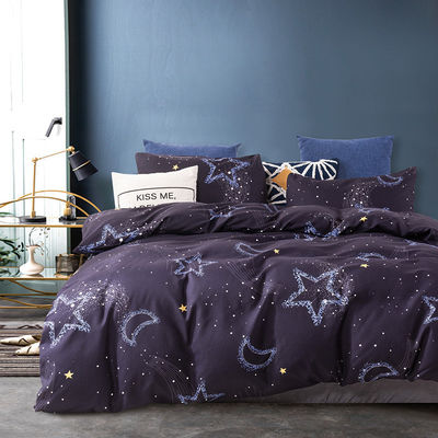 Constellation Printed Duvet Cover Pillowcase Bedding Set with Reactive Printed Dyeing