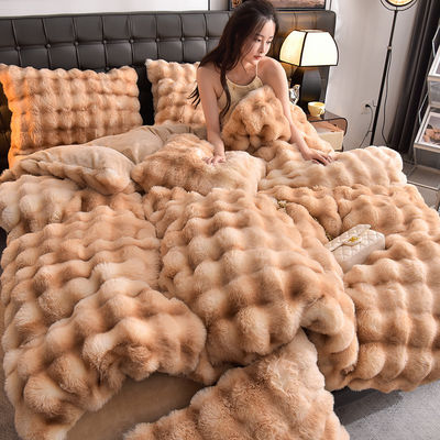 2023 Hot Rabbit Hair 4-Piece Set in Rabbit Velvet Milk Velvet for Nondisposable Home