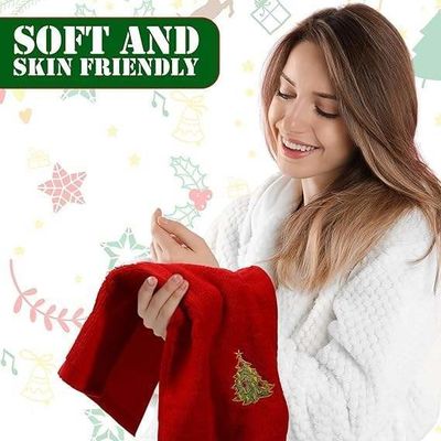 2023 Christmas Towel Gift Set Hypoallergenic Cotton Towels in Gift Box with Embroidery