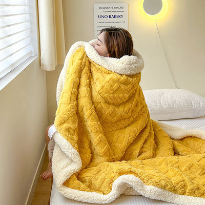 Wedding Knitted Double Sided Lamb Cashmere Plaid Blanket for Winter Warmth