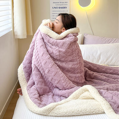 Wedding Knitted Double Sided Lamb Cashmere Plaid Blanket for Winter Warmth