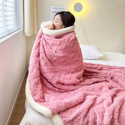 Wedding Knitted Double Sided Lamb Cashmere Plaid Blanket for Winter Warmth
