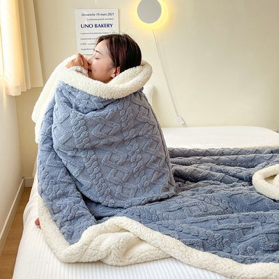 Wedding Knitted Double Sided Lamb Cashmere Plaid Blanket for Winter Warmth