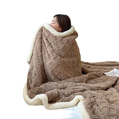 Wedding Knitted Double Sided Lamb Cashmere Plaid Blanket for Winter Warmth