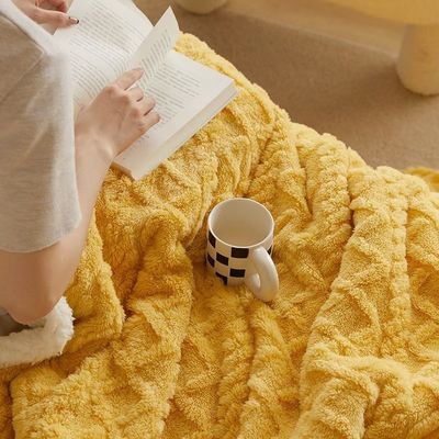 Wedding Knitted Double Sided Lamb Cashmere Plaid Blanket for Winter Warmth