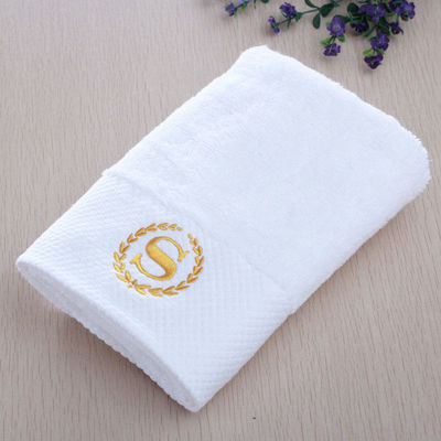 Custom Logo Hotel Towel Set Broad Stripe Coral Velvet 35*75cm 70*140cm Soft Absorbent