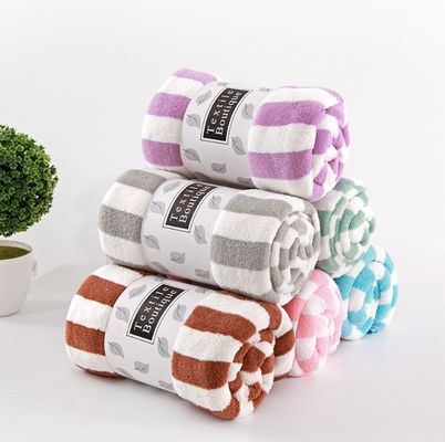 360 gsm Colorful Striped Coral Fleece Face Bath Towel 5 Piece Set with Customized Logo