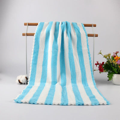 360 gsm Colorful Striped Coral Fleece Face Bath Towel 5 Piece Set with Customized Logo