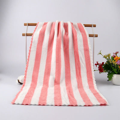 360 gsm Colorful Striped Coral Fleece Face Bath Towel 5 Piece Set with Customized Logo