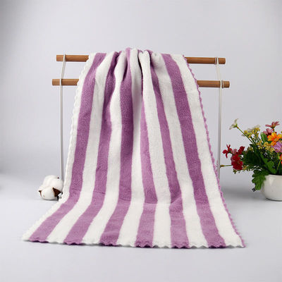 360 gsm Colorful Striped Coral Fleece Face Bath Towel 5 Piece Set with Customized Logo