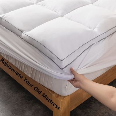 Extra Thick Cotton and Polyester Mattress Pad with Breathable 7D Spiral Fiber Filling