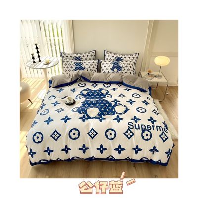 Experience Comfort and Style with This 4Pcs Brushed Cotton Bedding Set in Brown White