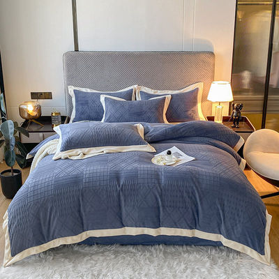 Grade A Stripes Four-Piece Set in Solid Color Milk Velvet and French Velvet for Baby