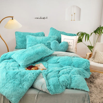 Handmade Pink Bedding Plush Quilt Set with Super Soft Artificial Velvet and Fluffy Cover