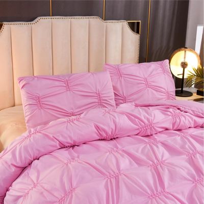 3pcs Bedding Set Pure Plain Color Fern Flower Craft 100% Polyester Duvet Cover Set Pillow Protector