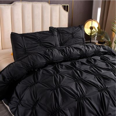 3pcs Bedding Set Pure Plain Color Fern Flower Craft 100% Polyester Duvet Cover Set Pillow Protector
