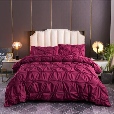 3pcs Bedding Set Pure Plain Color Fern Flower Craft 100% Polyester Duvet Cover Set Pillow Protector