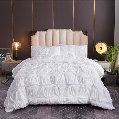 3pcs Bedding Set Pure Plain Color Fern Flower Craft 100% Polyester Duvet Cover Set Pillow Protector