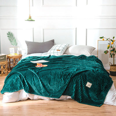 All-Season Green Coral Fleece Throw Blanket for Office Nap Yes Customized Solid Color