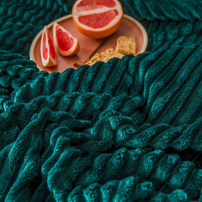 All-Season Green Coral Fleece Throw Blanket for Office Nap Yes Customized Solid Color