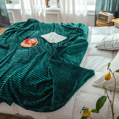 All-Season Green Coral Fleece Throw Blanket for Office Nap Yes Customized Solid Color