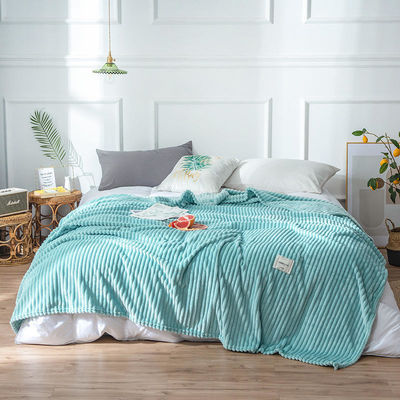 All-Season Green Coral Fleece Throw Blanket for Office Nap Yes Customized Solid Color