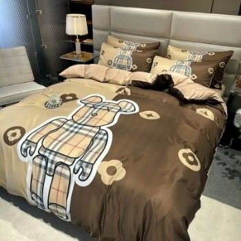 4-in-1 Brushed Cotton Queen-Size Bedding Set in Multi Color for Home and Hotel Luxury