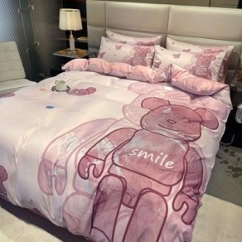 4-in-1 Brushed Cotton Queen-Size Bedding Set in Multi Color for Home and Hotel Luxury
