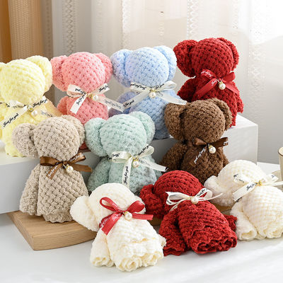Square Teddy Bear Plush Toy Stuffed Towel Set for Children's Toys Christmas Present