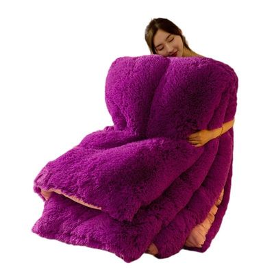 All-Season Thickened Winter Quilt with Long Hair Mink Velvet and 100% Polyester Warmth